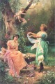 花の天使と女性ハンス・ザツカの古典的な花